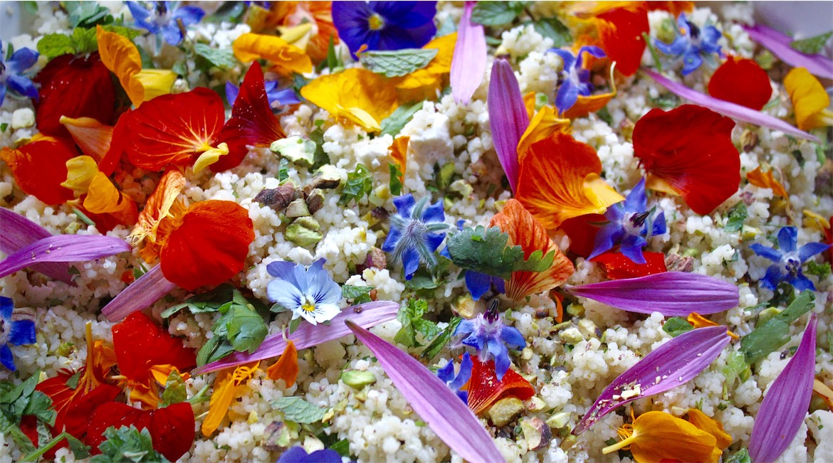 Edible flower couscous.