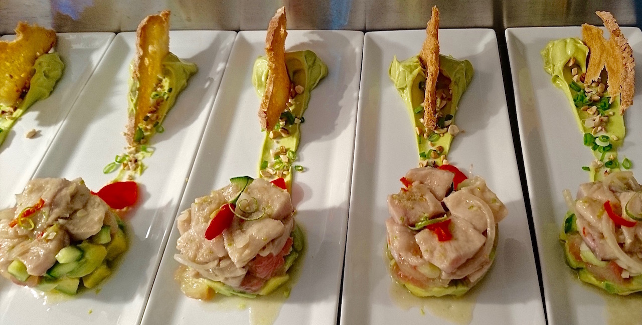 Thai-inspired Tilapia Ceviche with Avocado, Pomelo & Roasted Peanuts.