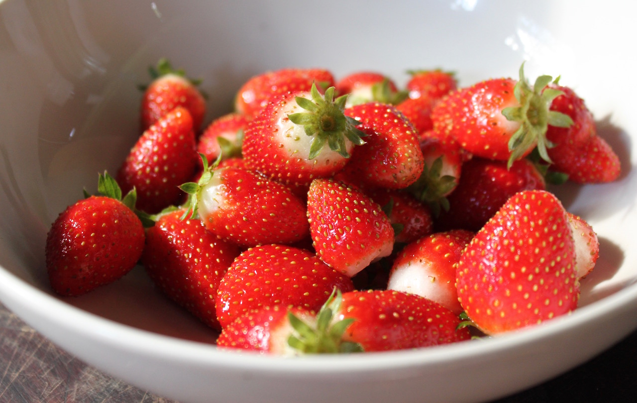 Seasonal strawberries from our organic garden at the farm.