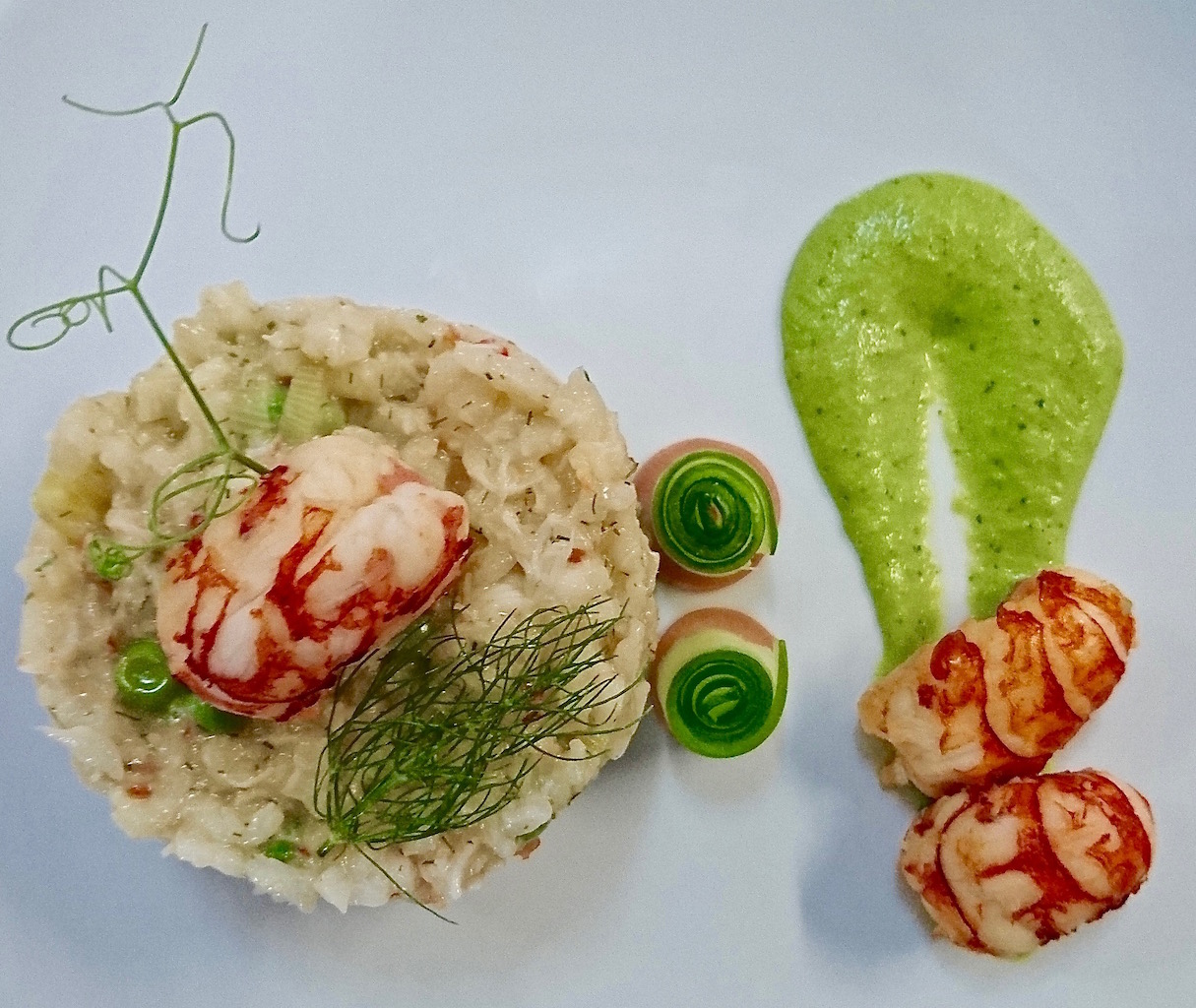 Freshwater Crayfish, Fennel & Pea Risotto with Preserved Lime, served at The Elephant Café for the first time yesterday.